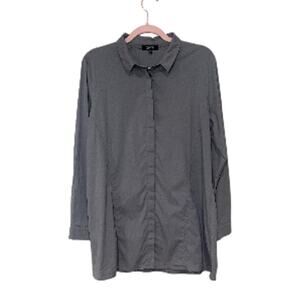 Comfy USA Women's Gray Button Down Shirt Blouse Cotton Blend Long Sleeve XL
